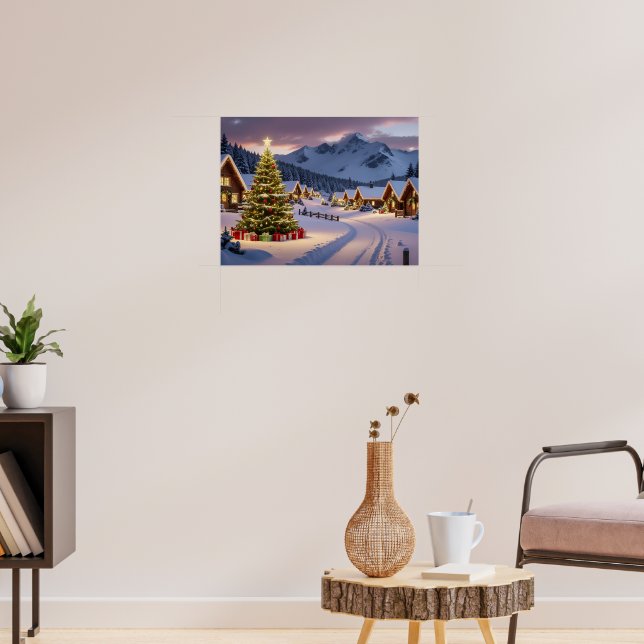 Christmas lights landscape with snow poster (Living Room 3)