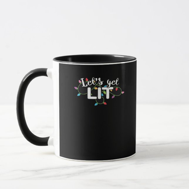 Christmas Lights Let's Get Lit Gift Classic Mug (Left)