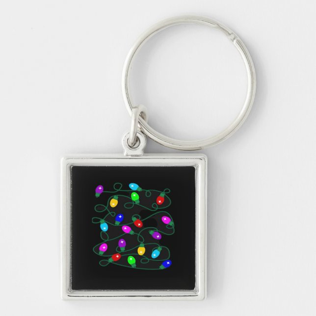 Christmas Lights -Let's Get Lit Lights- Merry & Br Key Ring (Front)