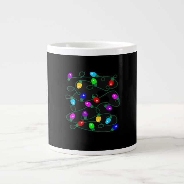 Christmas Lights -Let's Get Lit Lights- Merry & Br Large Coffee Mug (Front)