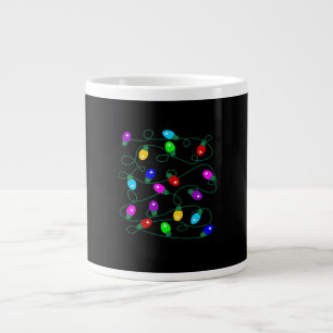 Christmas Lights -Let's Get Lit Lights- Merry & Br Large Coffee Mug