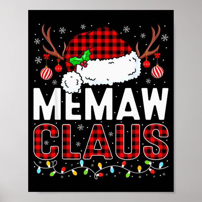Christmas Lights Memaw Claus Family Matching Xmas  Poster (Front)