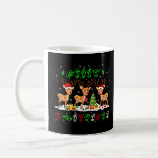 Christmas Lights Merry Christmas Reindeer Asl Sign Coffee Mug