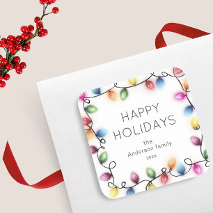 Christmas Lights Merry Christmas Square Sticker