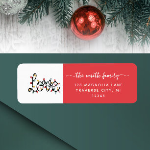 Christmas Lights minimalist Red Return Address Label