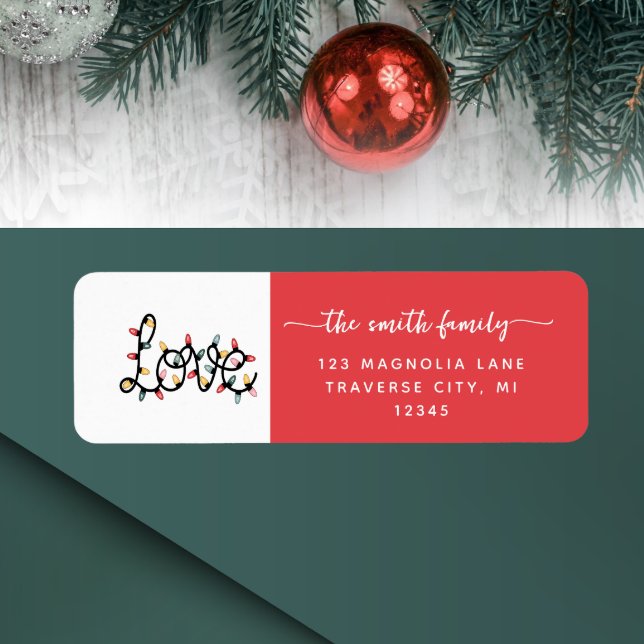 Christmas Lights minmalist Red Return Address Label (Creator Uploaded)