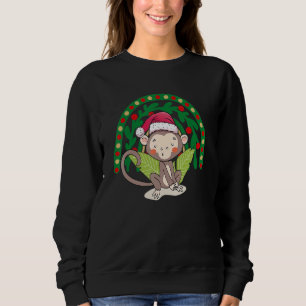 Christmas Lights Monkey Santa Kids   Xmas Tree Rai Sweatshirt