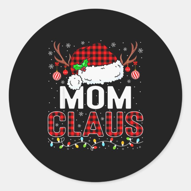Christmas Lights Mum Claus Family Matching Xmas Pa Classic Round Sticker (Front)
