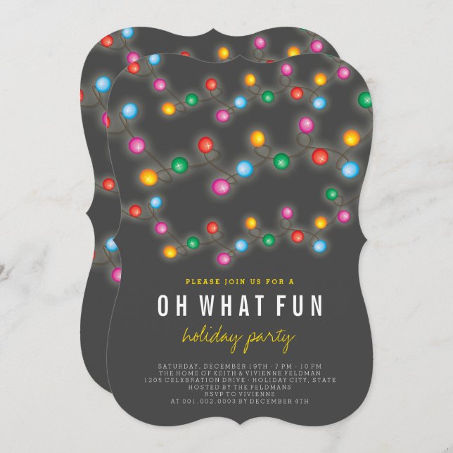 Christmas Lights Oh What Fun Holiday Party Invite (Front/Back)