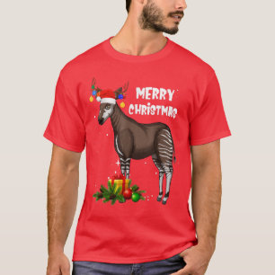 Christmas Lights Okapi Lover Funny Xmas Holiday T-Shirt