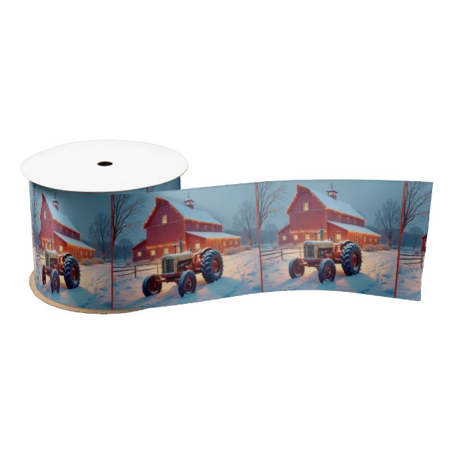 Christmas Lights On a Red Barn Satin Ribbon (Spool)