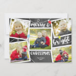 Christmas Lights on Chalkboard 6-photo collage Holiday Card<br><div class="desc">This fun 6-photo card features the text "Merry & Bright Christmas" with space for 5 photos on the front and 1 on the back all on a chalkboard background! The matching collection of products is available in our shop! Contact us if you would like this design modified for your specific...</div>