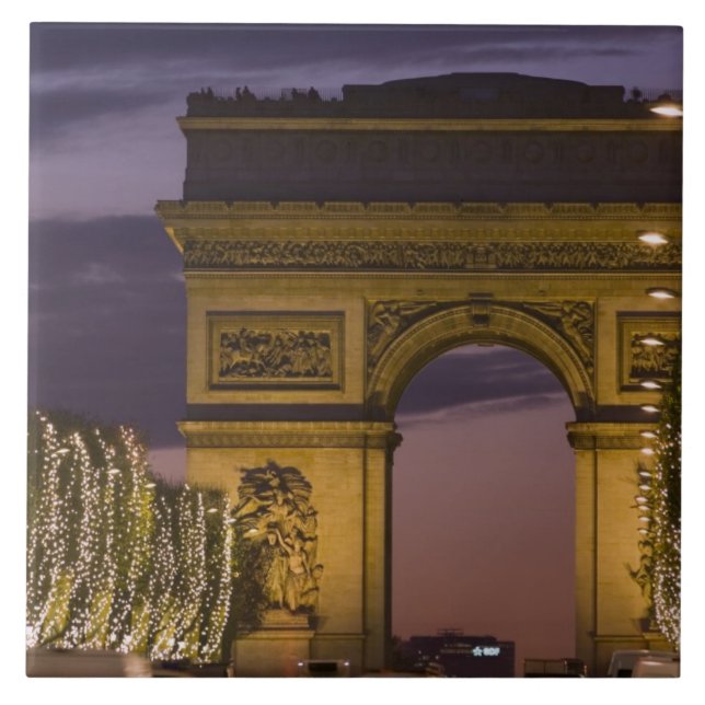 Christmas Lights on the Champs Elysees Tile (Front)