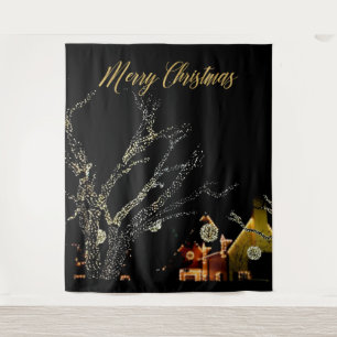 Christmas Lights on Trees Photo Booth Backdrop Tapestry