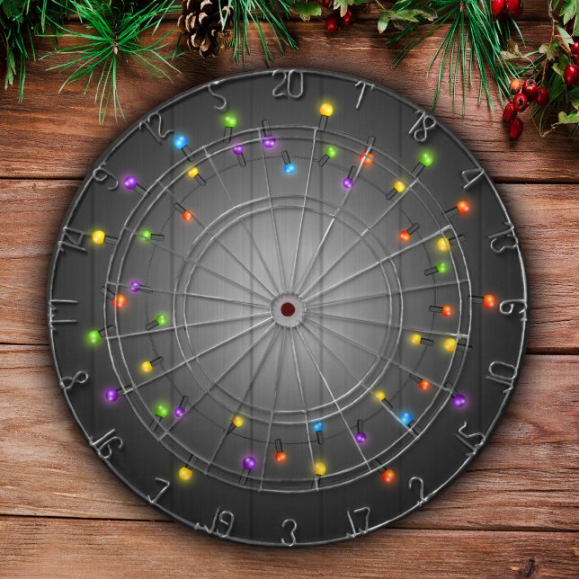 Christmas Lights On Wood Background Winter Game Dartboard (Creator Uploaded)