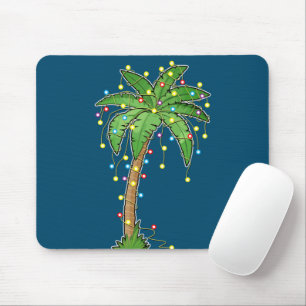 Christmas Lights Palm Tree Beach Funny Tropical Mouse Pad