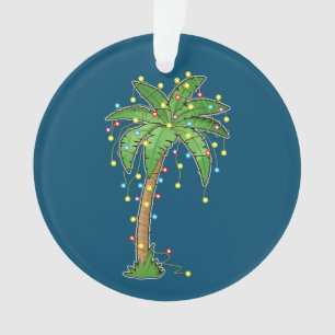 Christmas Lights Palm Tree Beach Funny Tropical Ornament