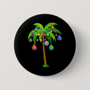 Christmas Lights Palm Tree Fun Hawaii Beach Tropic 6 Cm Round Badge