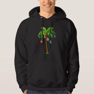 Christmas Lights Palm Tree Hawaii Beach Tropical Hoodie