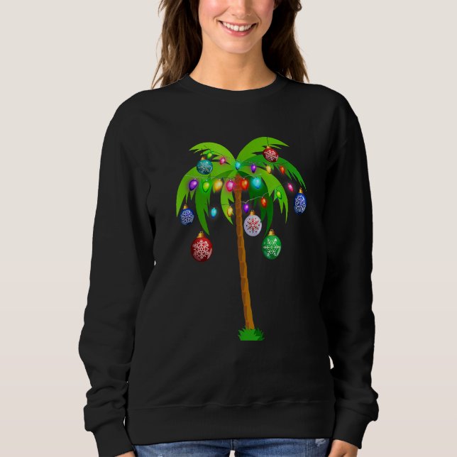 Christmas Lights Palm Tree  Hawaii Beach Tropical  Sweatshirt (Front)