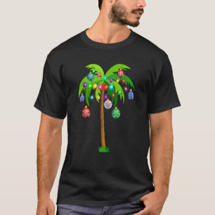 Christmas Lights Palm Tree  Hawaii Beach Tropical  T-Shirt