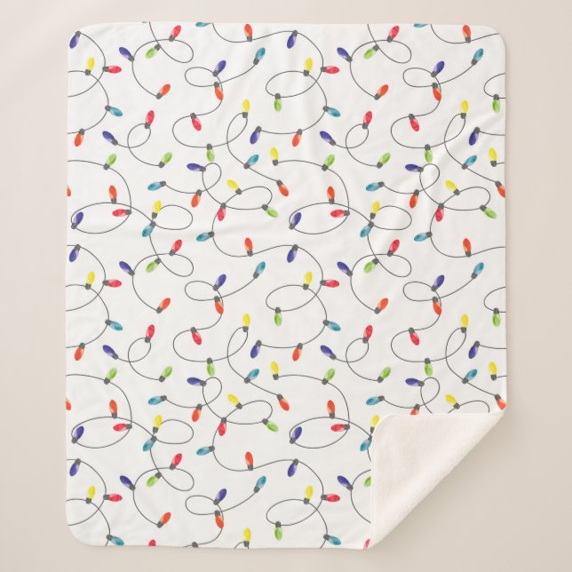 Christmas Lights Pattern Sherpa Blanket (Front)