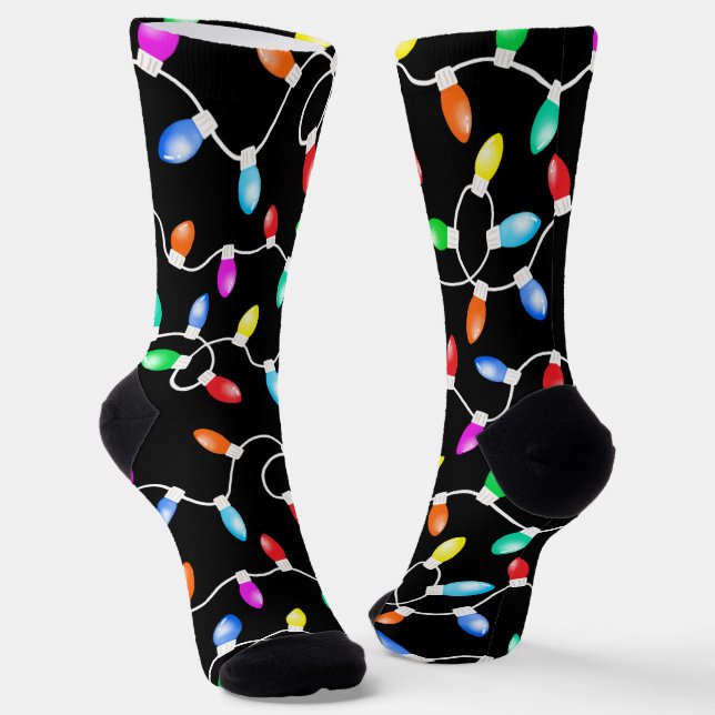 Christmas Lights Pattern Socks (Angled)