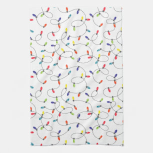 Christmas Lights Pattern Tea Towel