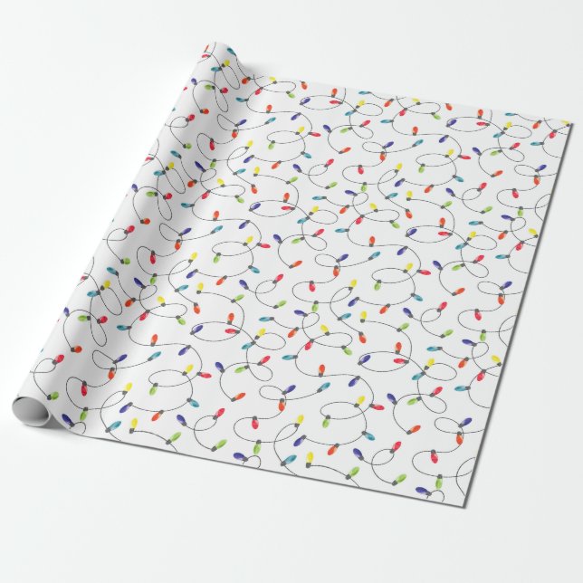 Christmas Lights Pattern Wrapping Paper (Unrolled)