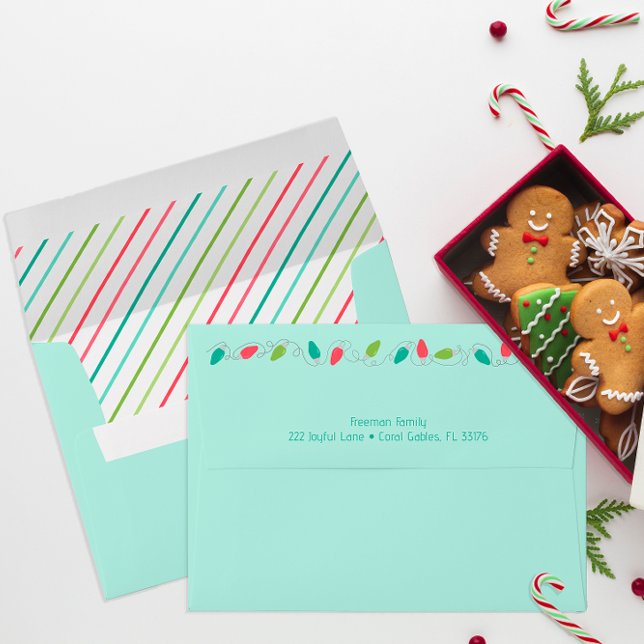 Christmas Lights Personalised Return Envelope (Colorful Holiday Season Envelope)