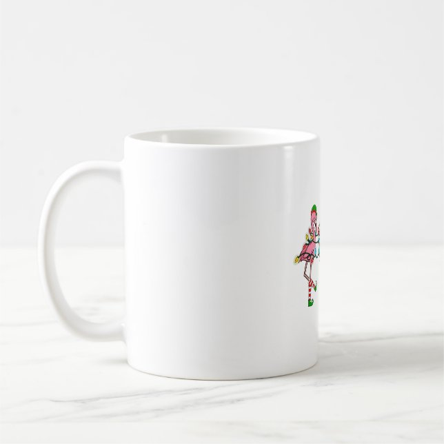 Christmas Lights Pink Flamingo Santa Hat Holiday X Coffee Mug (Left)