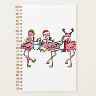 Christmas Lights Pink Flamingo Santa Hat Holiday X Planner