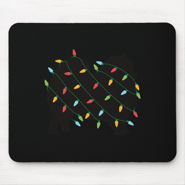 Christmas Lights Pomeranian  Cute Gift for Dog Lov Mouse Pad (Front)
