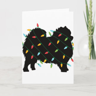 Christmas Lights Pomeranian Cute Gift For Dog Love Card