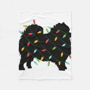 Christmas Lights Pomeranian Cute Gift For Dog Love Fleece Blanket