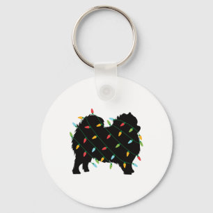 Christmas Lights Pomeranian Cute Gift For Dog Love Key Ring