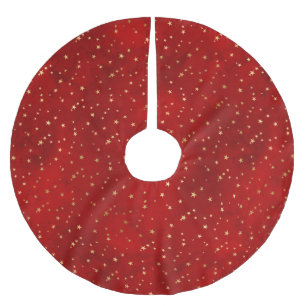 Christmas lights red gold stars pattern elegant brushed polyester tree skirt