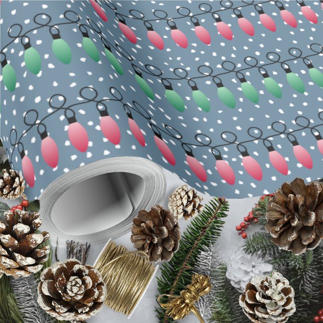 Christmas Lights-Red Green-Night Snow Wrapping Paper (Christmas Lights-Red Green-Night Snow Wrapping Paper by Leapfroglisics Shop)
