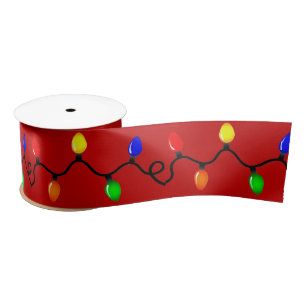 Christmas Lights Red Ribbon Satin Ribbon
