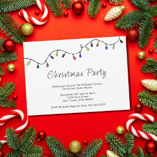 Christmas Lights Retro Holiday Party   Invitation