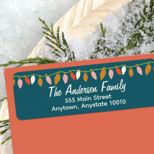 Christmas Lights Return Address Label