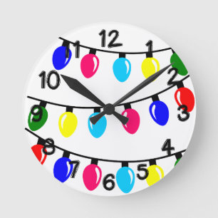 Christmas Lights Round Clock