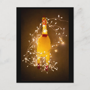Christmas Lights Rubber Chicken Postcard