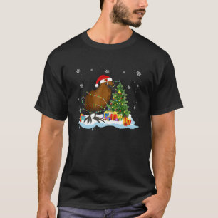 Christmas Lights Santa Kiwi Bird Funny Kiwi Lover  T-Shirt