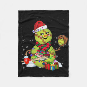 Christmas Lights Santa Snowman Playing Softll Fleece Blanket