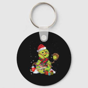 Christmas Lights Santa Snowman Playing Softll Key Ring