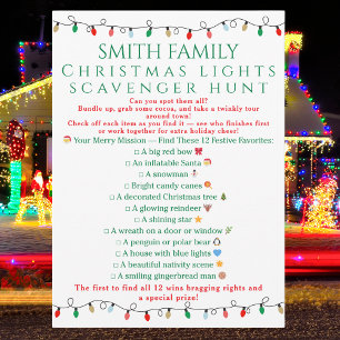 Christmas Lights Scavenger Hunt Printable Game Invitation