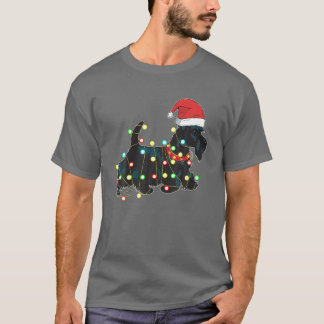 Christmas Lights Scottie Dog Lover Funny Xmas Gift T-Shirt