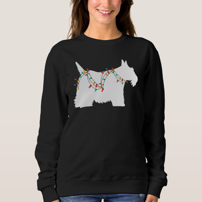 Christmas Lights Scottish Terrier Dog Sweatshirt (Front)