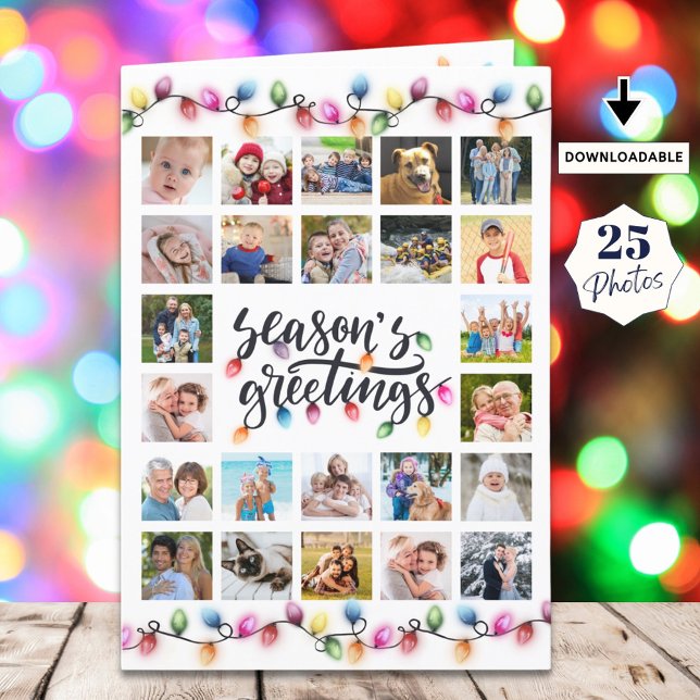Christmas Lights Seasons Greetings 25 Photos Holiday Card (Creator Uploaded)